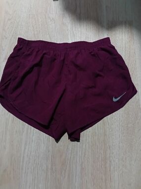 Nike Women's Maroon Running Shorts with Reflective Swoosh